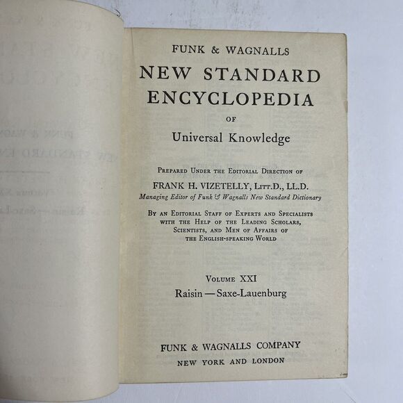 Funk an Wagnalls New Standard Encyclopedia 1934 Vol XXI Raisin to Saxe Lauenburg - Picture 5 of 15